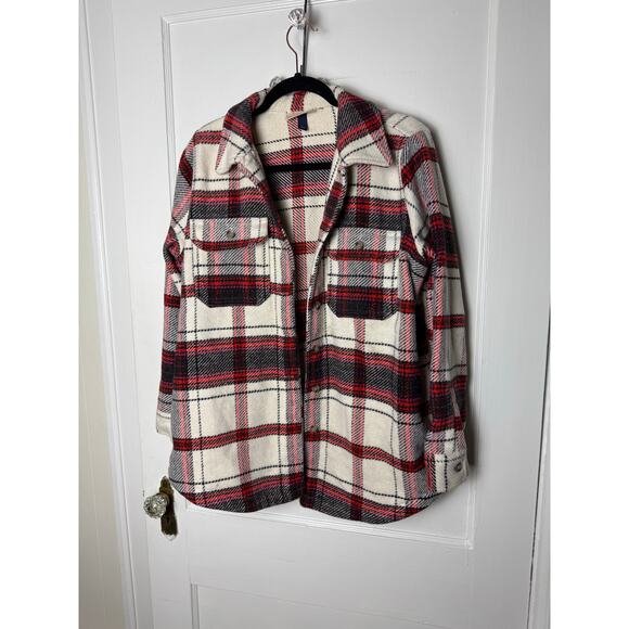 Universal Thread Jackets & Blazers - Universal Thread Brushed Flannel Red Plaid Oversized Shacket Shirt Jacket Small